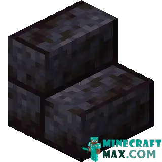 Polished black brick steps in Minecraft