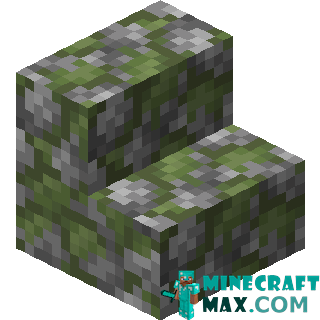 Mossy cobblestone steps in Minecraft